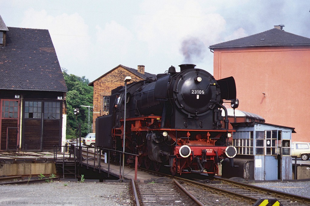 Steam Locomotive 23 105 in Wuerzburg railroad yard by Ulf Pieconka
